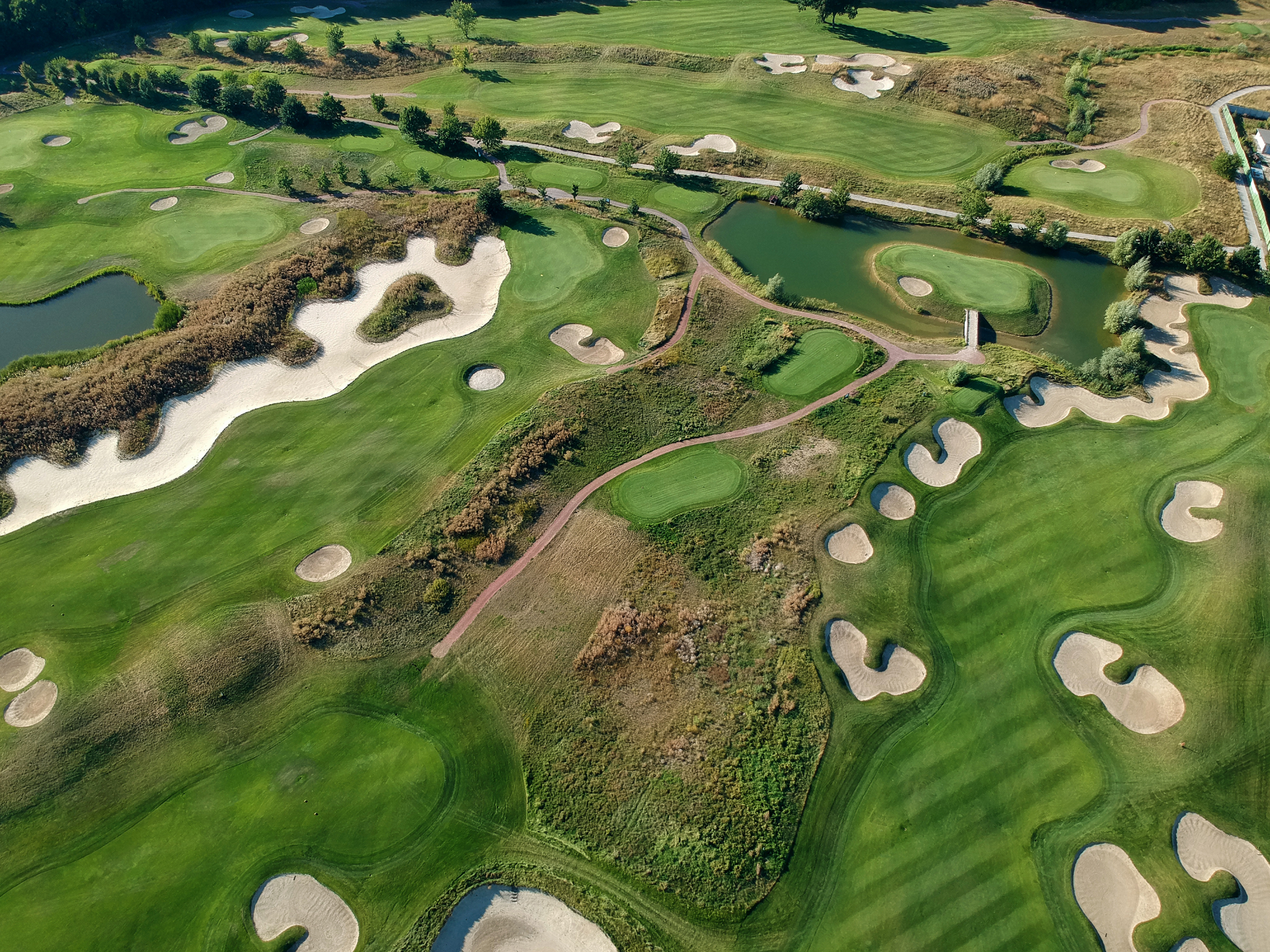 Aerial view of a green golf course in South Africa